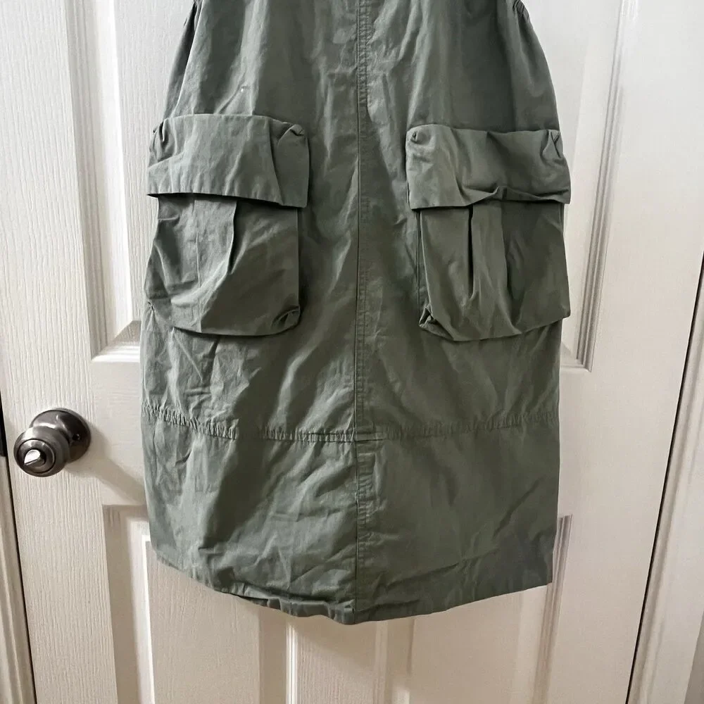 Zara Girls Green Technical Parachute Pocket Pinafore Overall Dress Size 11-12